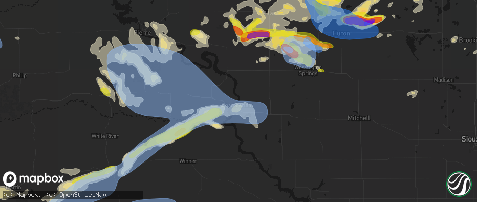 Hail map in Chamberlain, SD on June 4, 2026