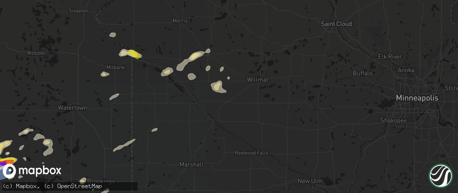 Hail map in Clara City, MN on June 4, 2026