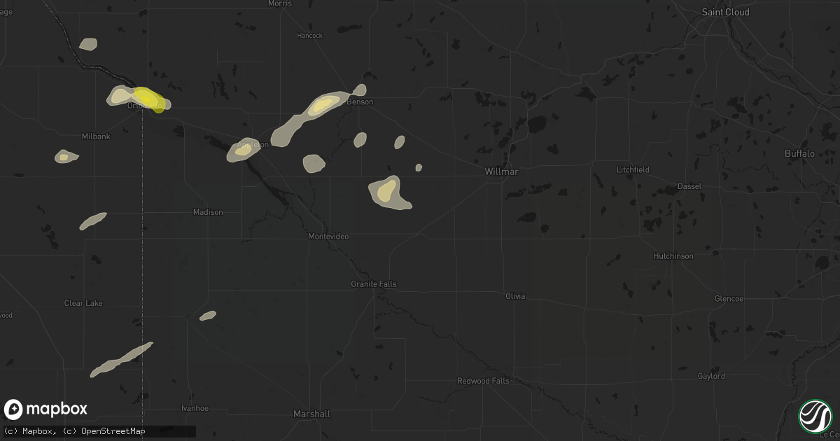 Hail map in Clara City, MN on June 4, 2026