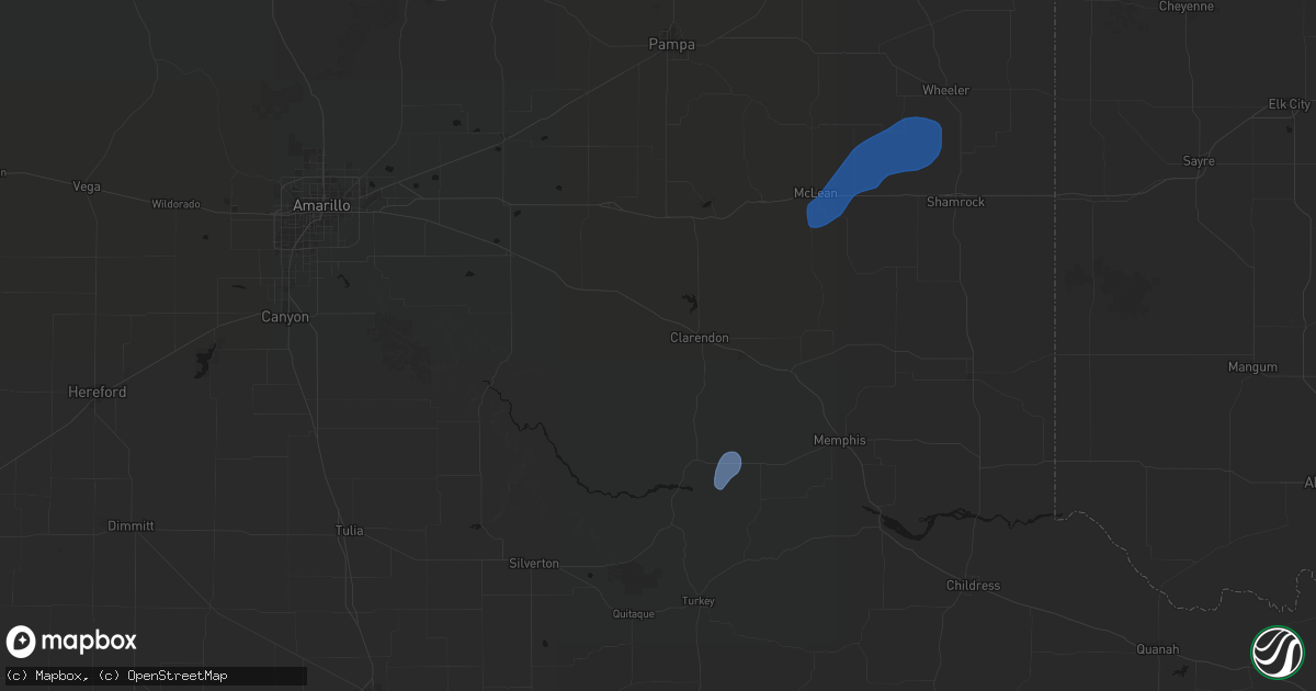 Hail map in Clarendon, TX on June 4, 2026