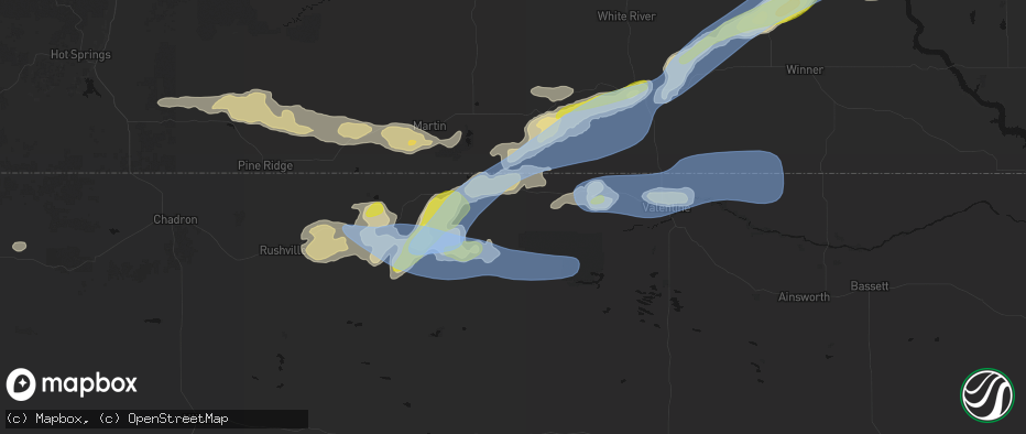 Hail map in Cody, NE on June 4, 2026