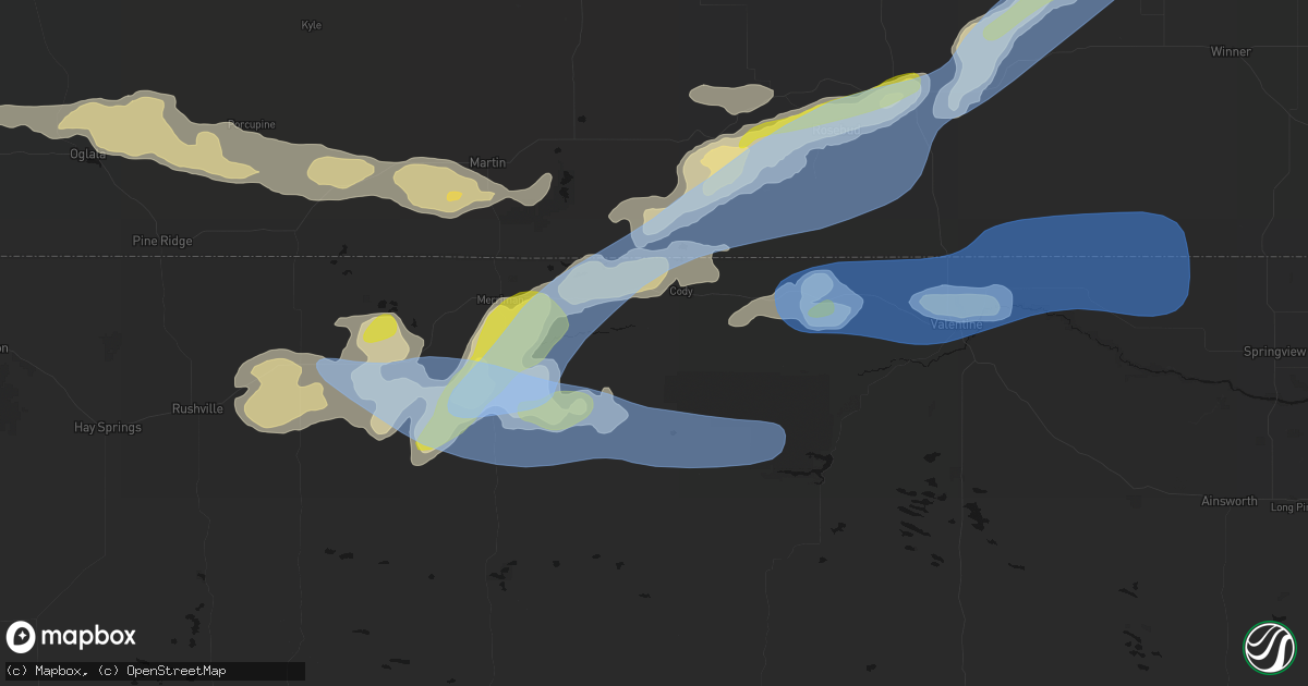 Hail map in Cody, NE on June 4, 2026
