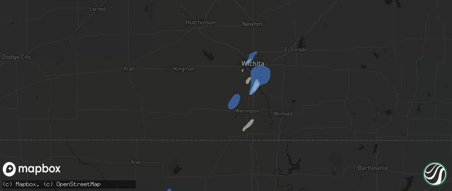 Hail map in Conway Springs, KS on June 4, 2026