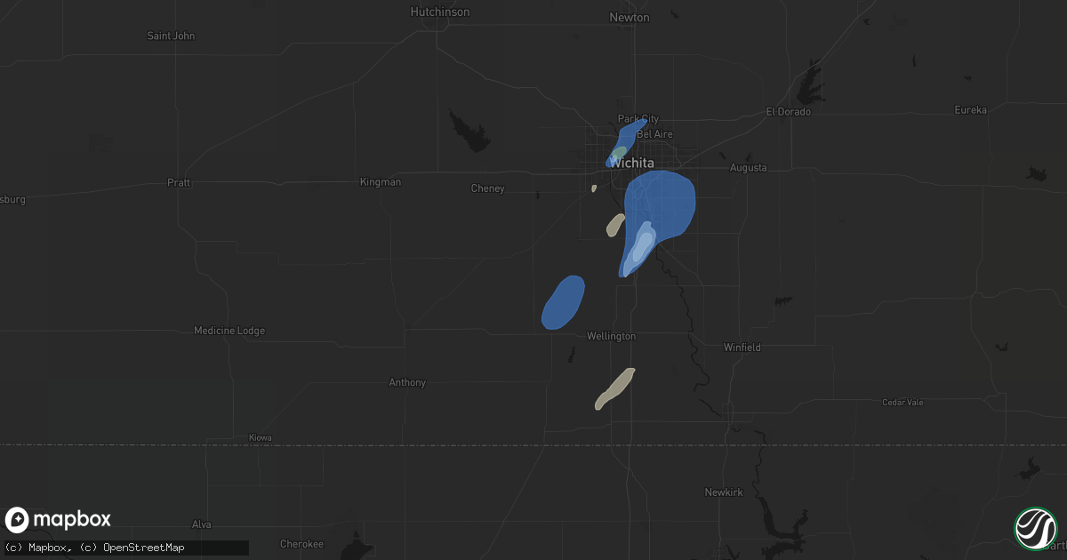 Hail map in Conway Springs, KS on June 4, 2026
