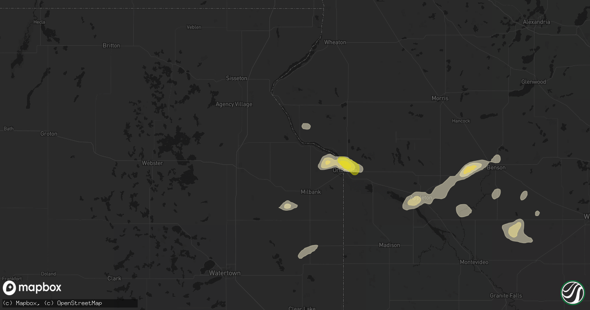 Hail map in Corona, SD on June 4, 2026