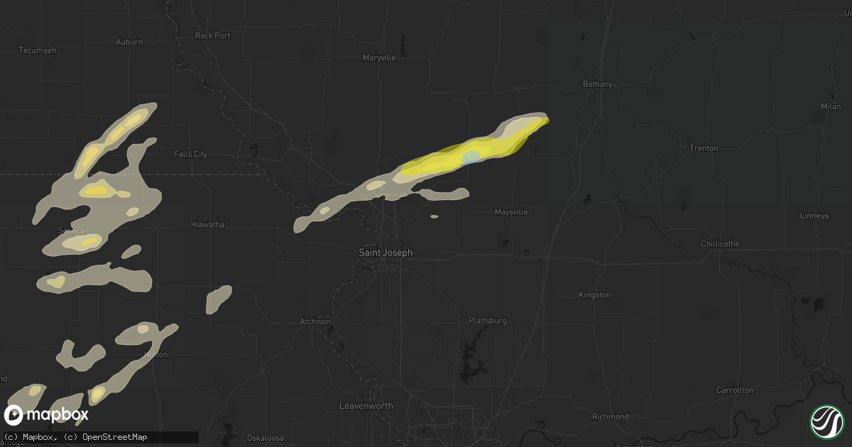 Hail map in Cosby, MO on June 4, 2026