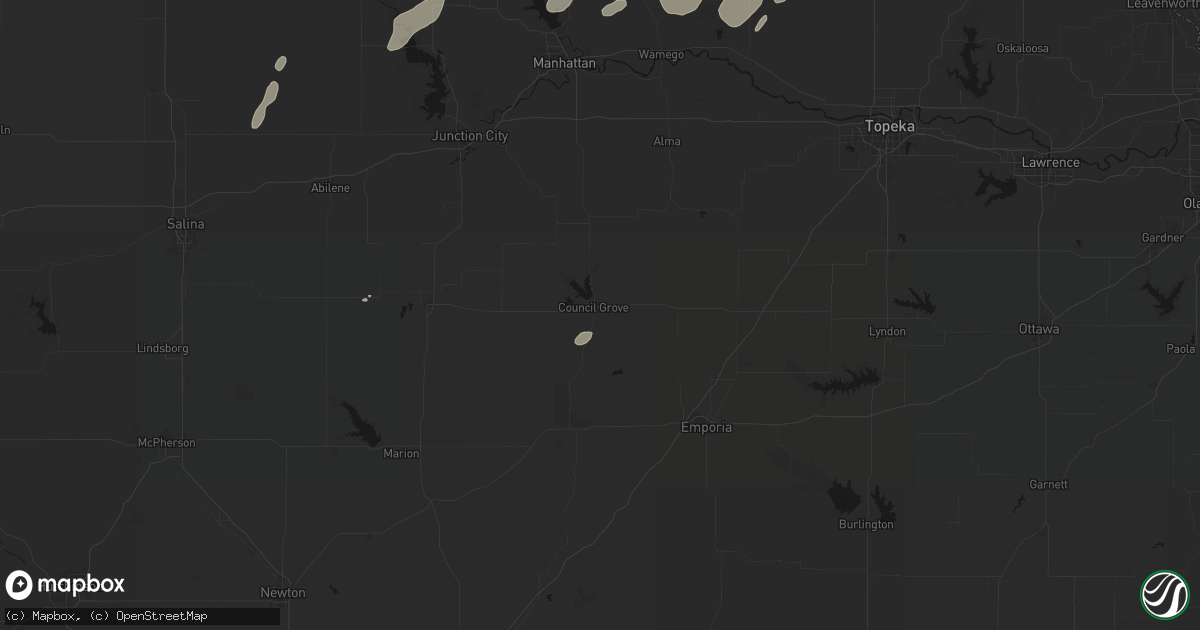 Hail map in Council Grove, KS on June 4, 2026