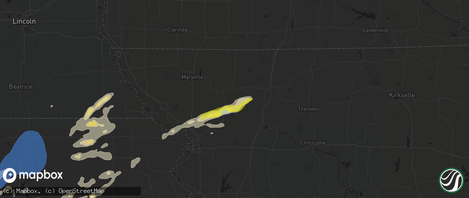Hail map in Darlington, MO on June 4, 2026