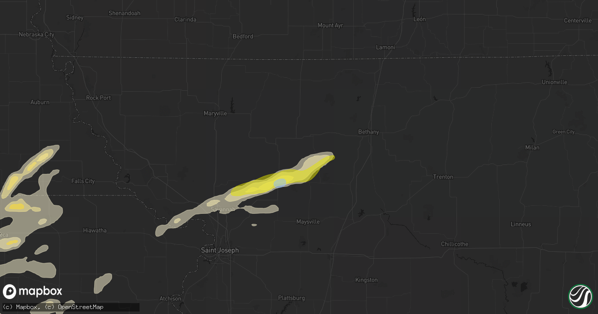 Hail map in Darlington, MO on June 4, 2026