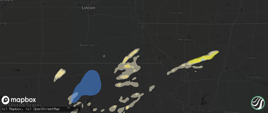 Hail map in Dawson, NE on June 4, 2026
