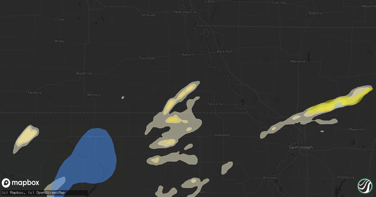 Hail map in Dawson, NE on June 4, 2026