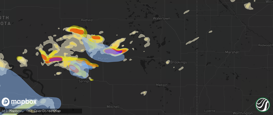 Hail map in De Smet, SD on June 4, 2026