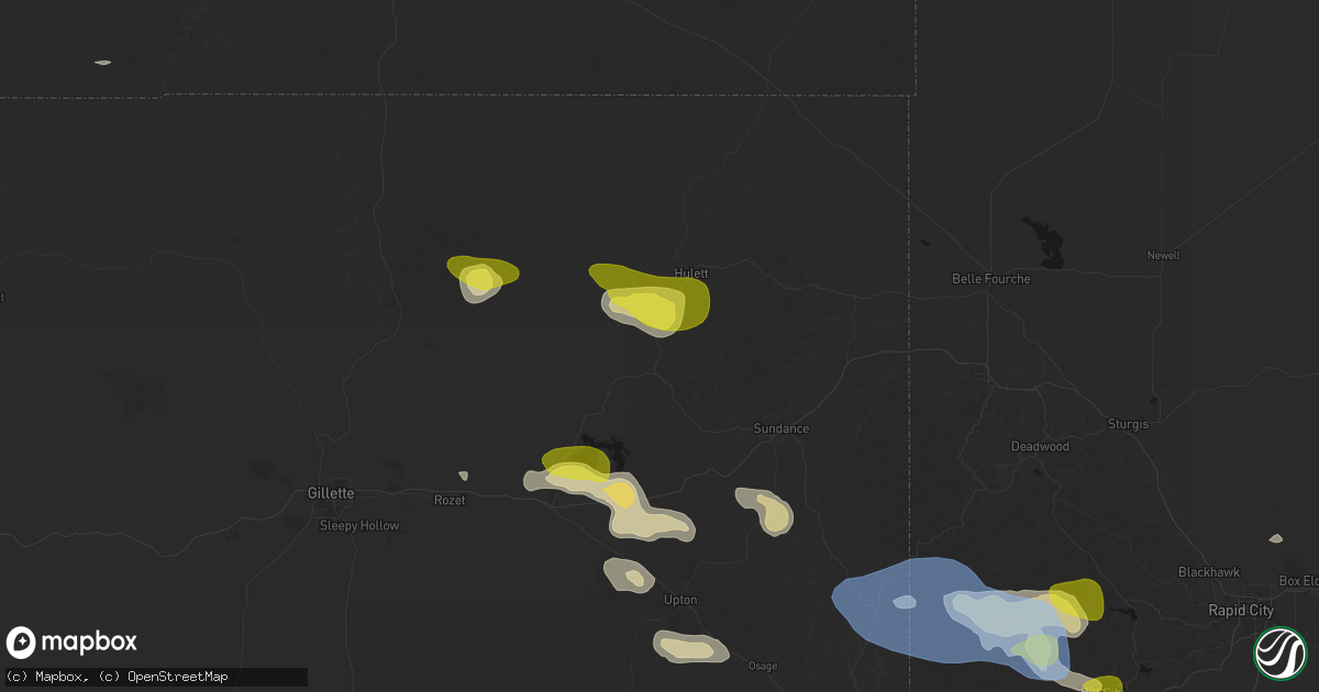 Hail map in Devils Tower, WY on June 4, 2026