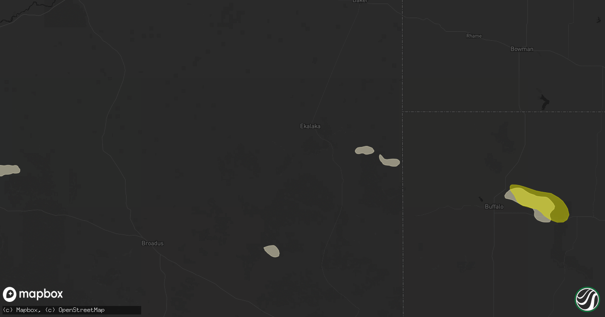 Hail map in Ekalaka, MT on June 4, 2026