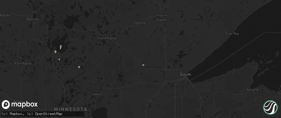 Hail map in Floodwood, MN on June 4, 2026