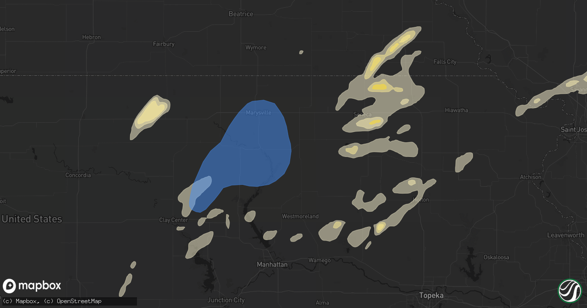 Hail map in Frankfort, KS on June 4, 2026