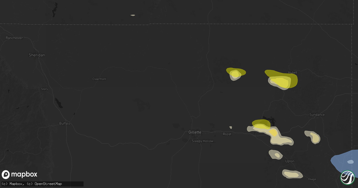 Hail map in Gillette, WY on June 4, 2026