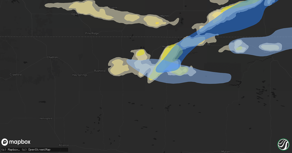 Hail map in Gordon, NE on June 4, 2026