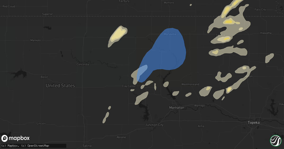 Hail map in Green, KS on June 4, 2026