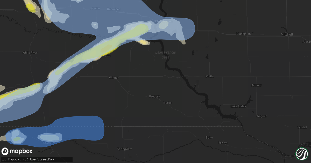 Hail map in Gregory, SD on June 4, 2026