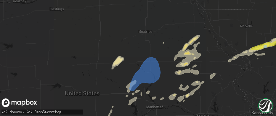 Hail map in Hanover, KS on June 4, 2026