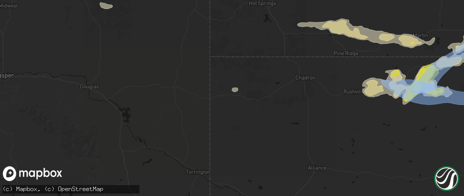 Hail map in Harrison, NE on June 4, 2026