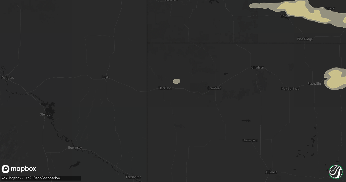 Hail map in Harrison, NE on June 4, 2026