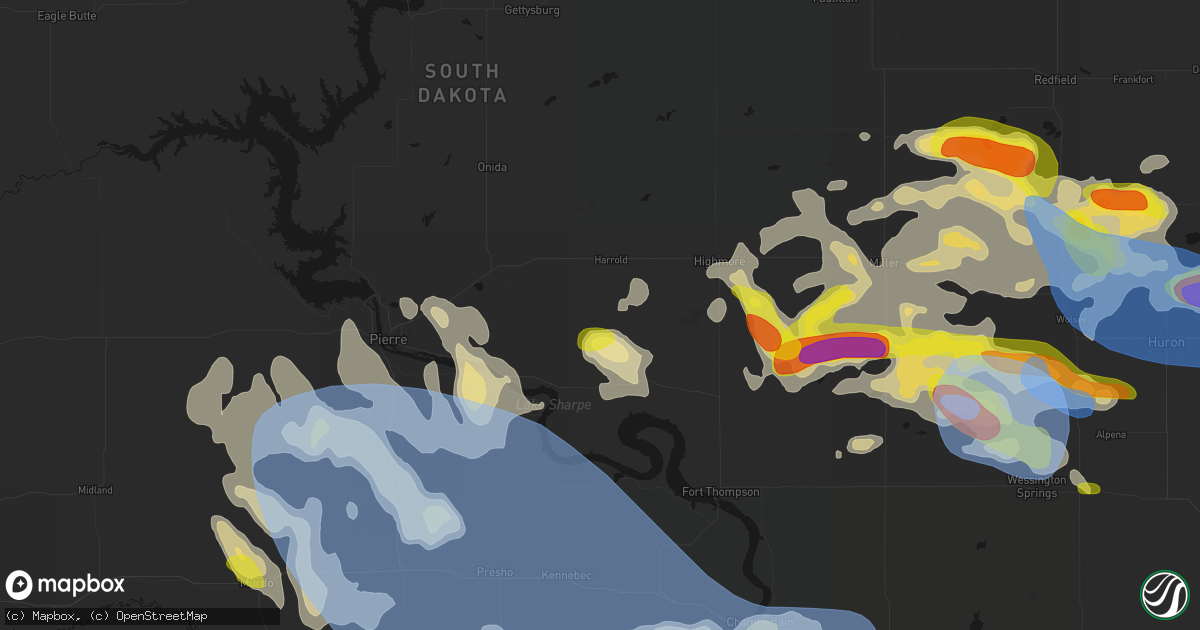 Hail map in Harrold, SD on June 4, 2026
