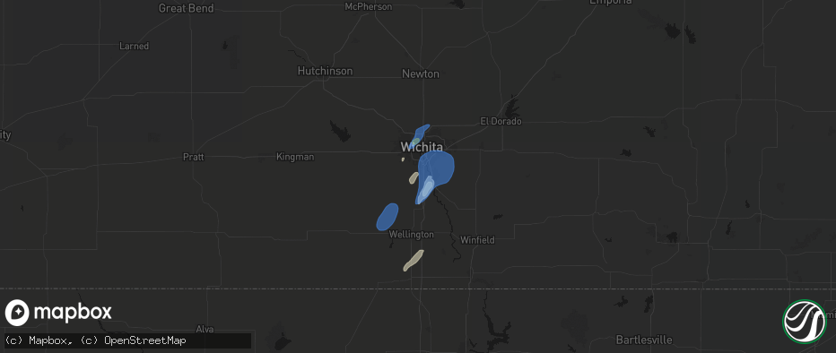Hail map in Haysville, KS on June 4, 2026