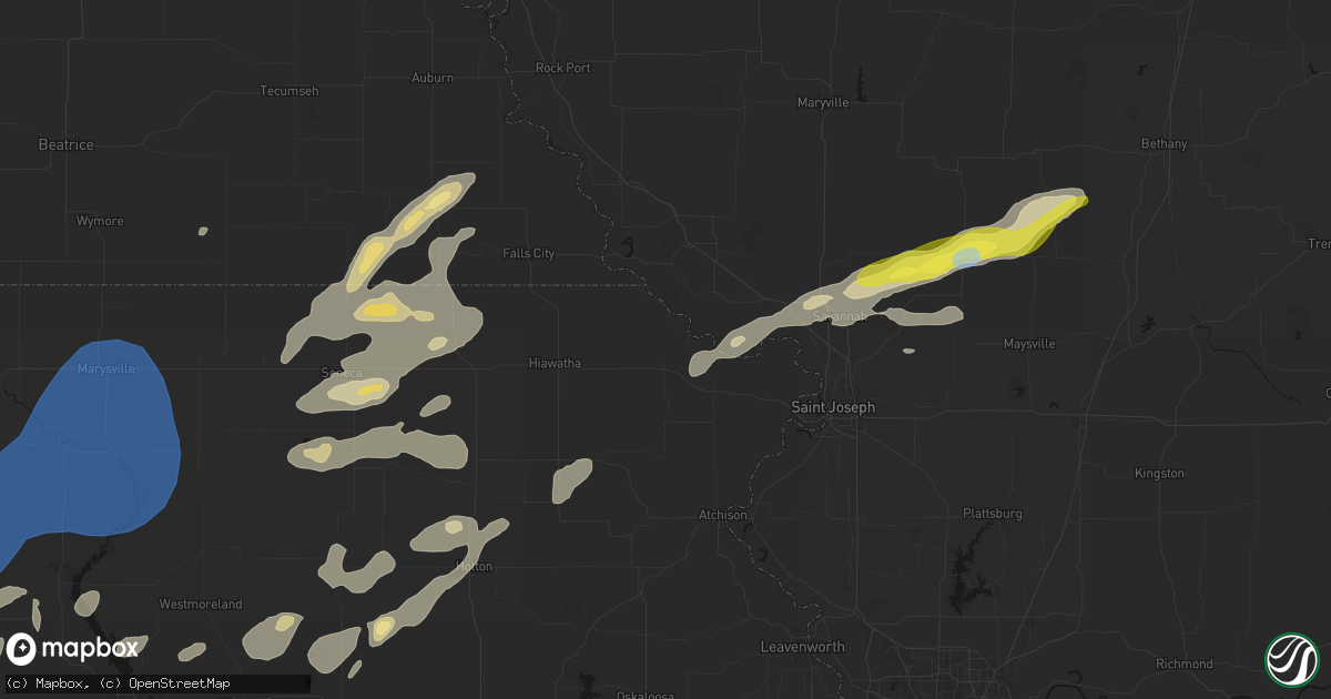 Hail map in Highland, KS on June 4, 2026
