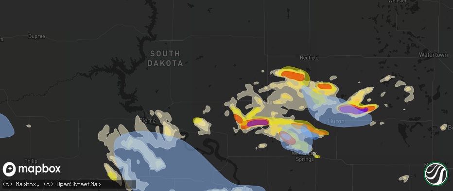 Hail map in Highmore, SD on June 4, 2026