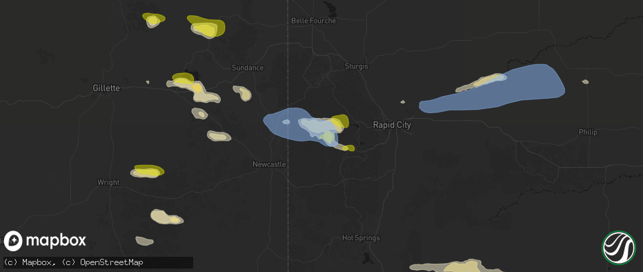 Hail map in Hill City, SD on June 4, 2026
