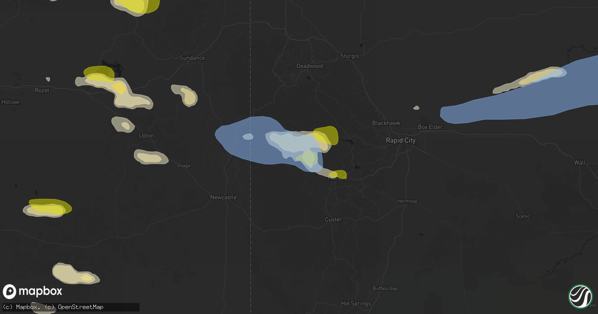 Hail map in Hill City, SD on June 4, 2026
