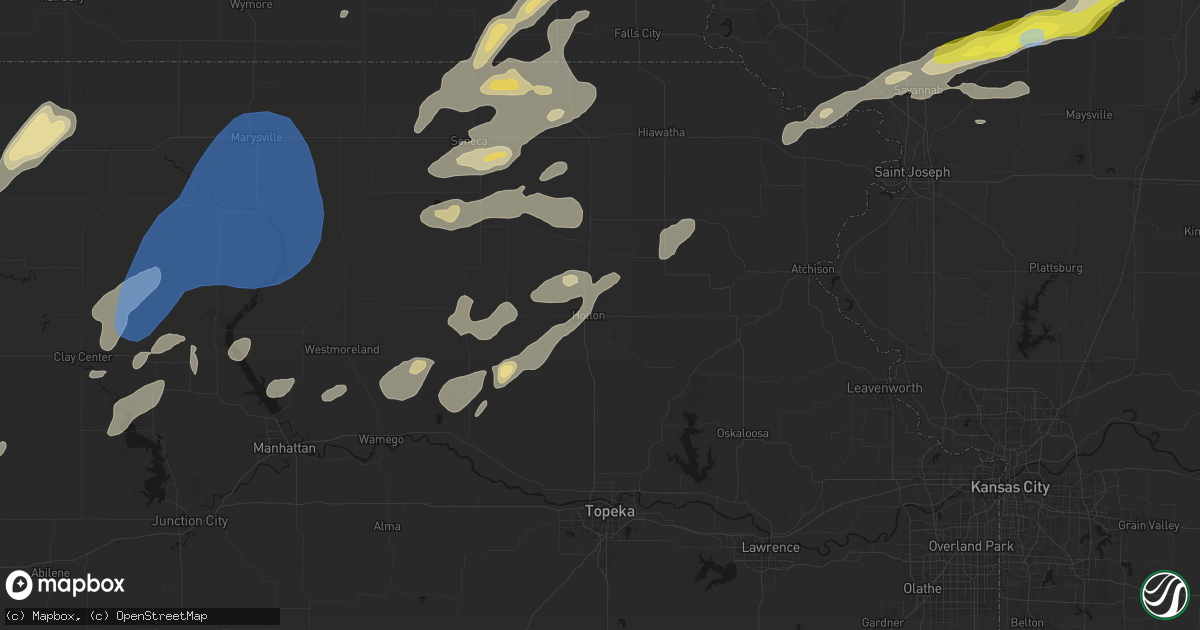 Hail map in Holton, KS on June 4, 2026
