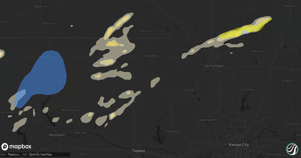 Hail map in Horton, KS on June 4, 2026