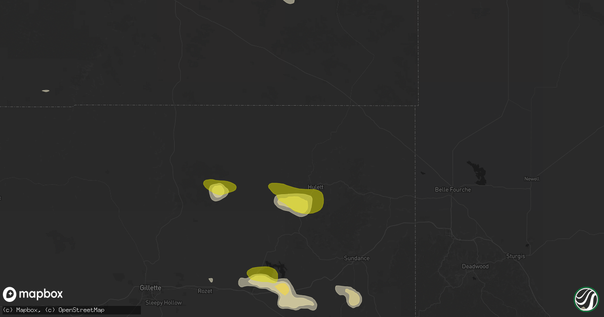 Hail map in Hulett, WY on June 4, 2026