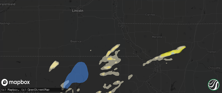 Hail map in Humboldt, NE on June 4, 2026