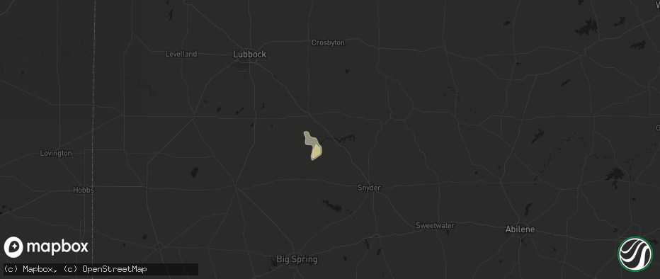 Hail map in Justiceburg, TX on June 4, 2026