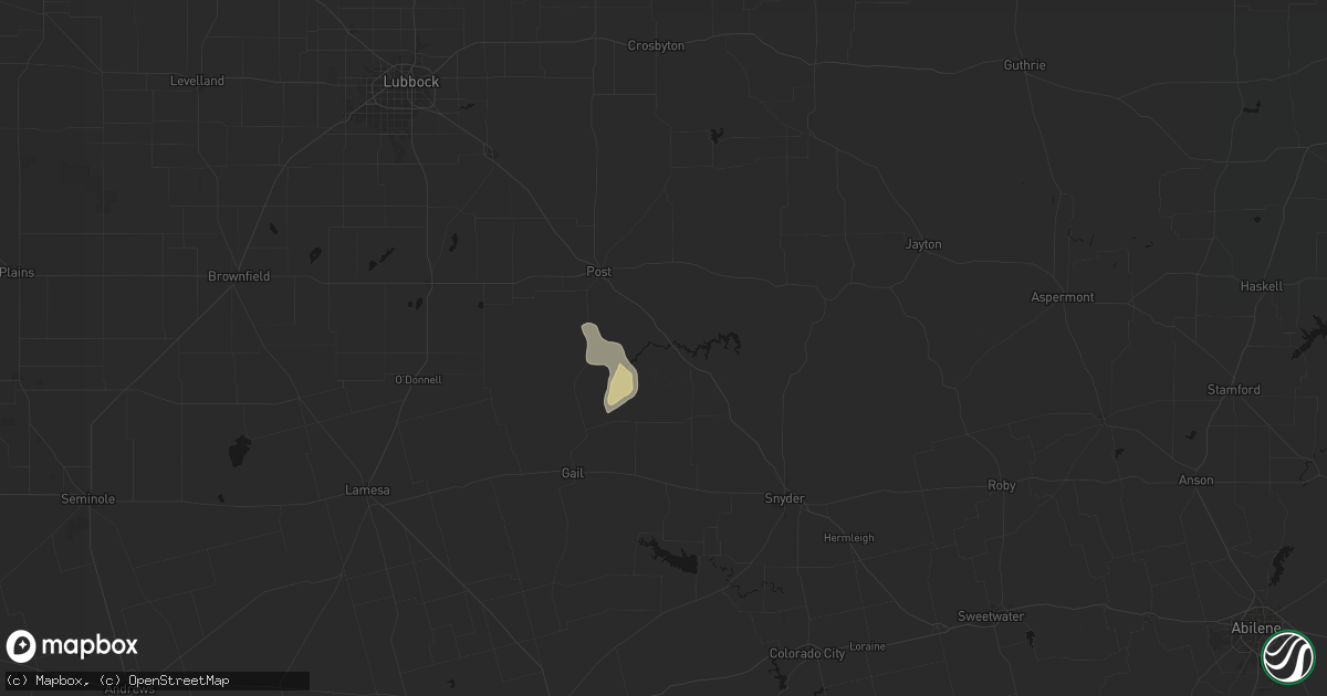 Hail map in Justiceburg, TX on June 4, 2026