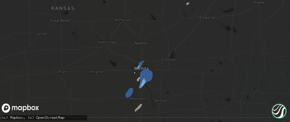 Hail map in Kechi, KS on June 4, 2026