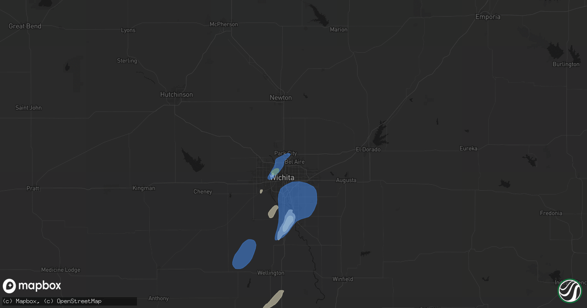 Hail map in Kechi, KS on June 4, 2026