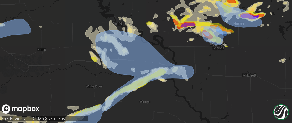 Hail map in Kennebec, SD on June 4, 2026