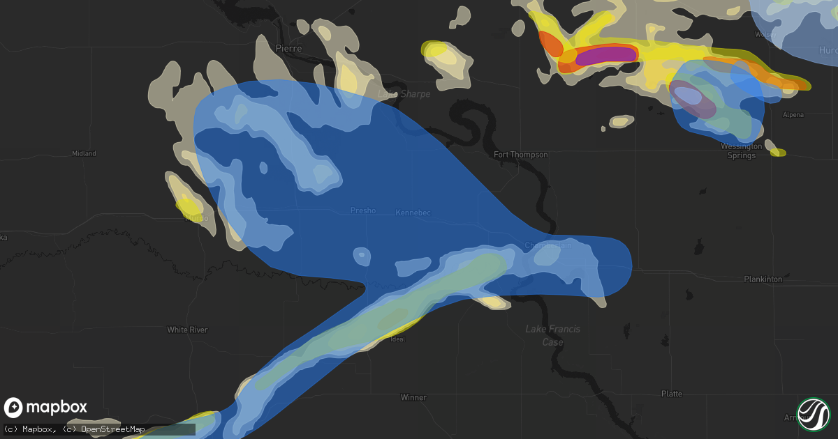 Hail map in Kennebec, SD on June 4, 2026