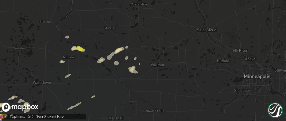 Hail map in Kerkhoven, MN on June 4, 2026