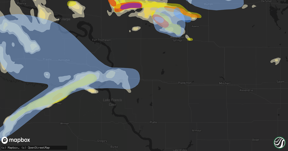 Hail map in Kimball, SD on June 4, 2026