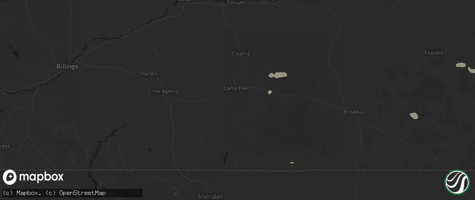 Hail map in Lame Deer, MT on June 4, 2026