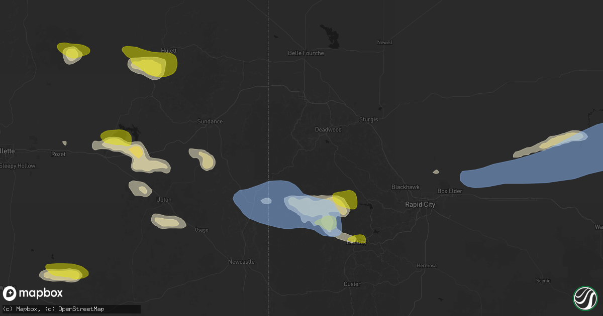 Hail map in Lead, SD on June 4, 2026