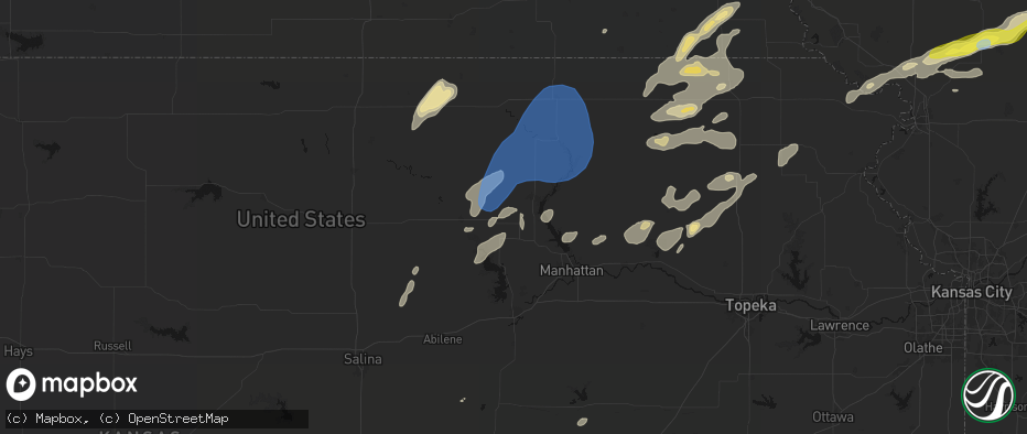 Hail map in Leonardville, KS on June 4, 2026