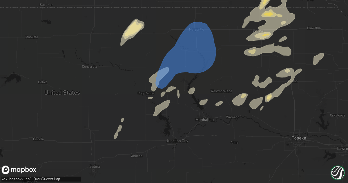 Hail map in Leonardville, KS on June 4, 2026