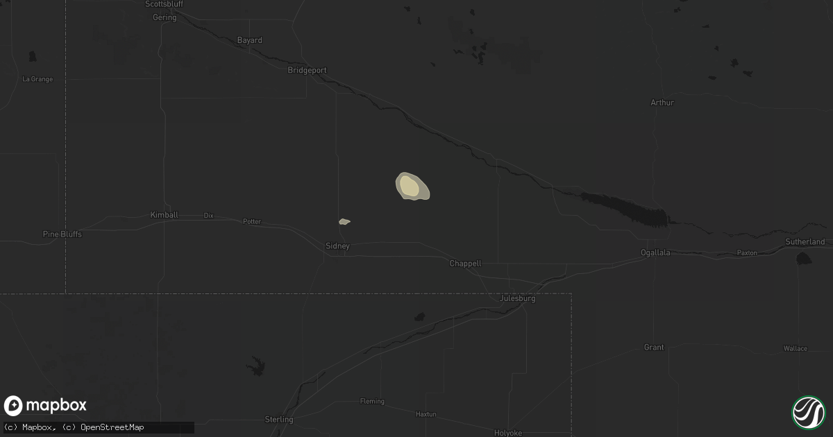 Hail map in Lodgepole, NE on June 4, 2026